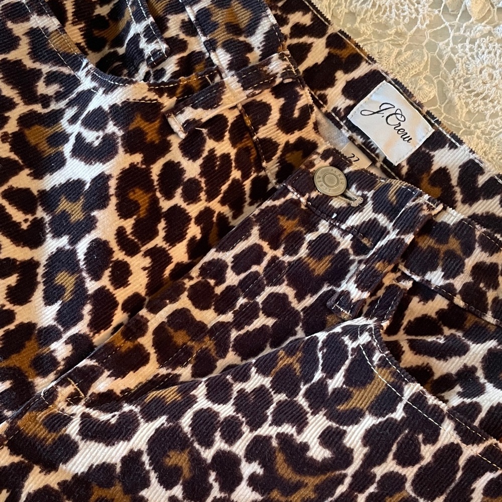 J CREW animal print corduroy jeans